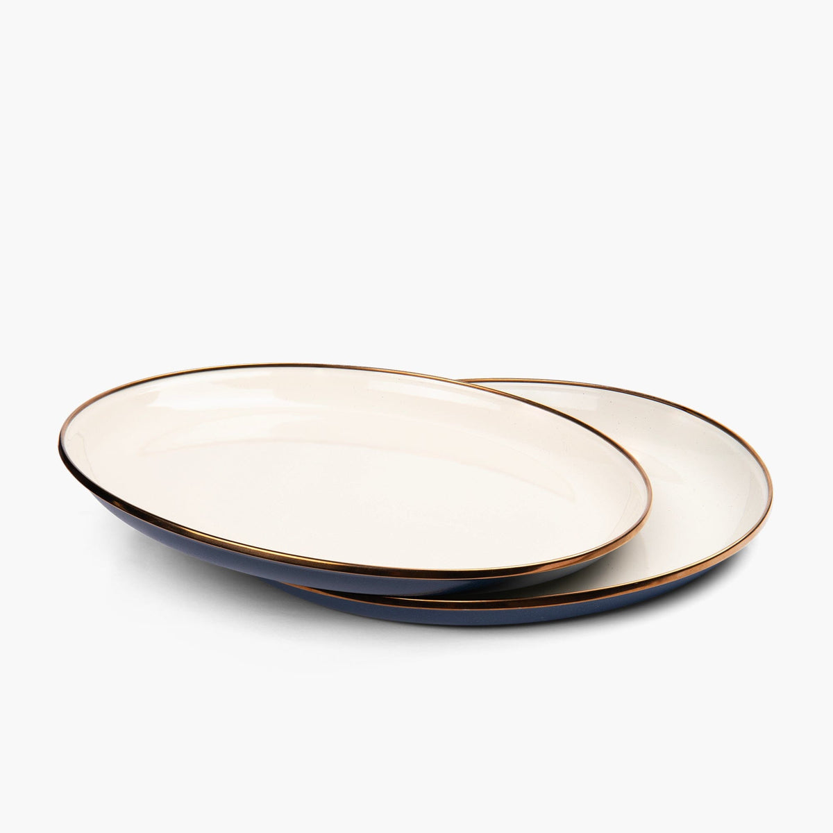 Barebones Emalje 2-Tone Dybe Tallerkener, 2 stk. – Indigo Blue