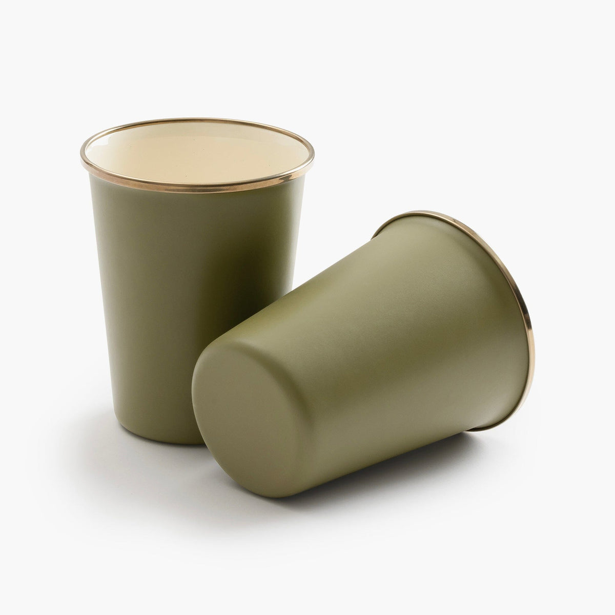 Barebones Emalje 2-Tone Høje Kopper, 2 stk. – Olive Drab