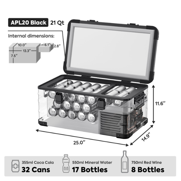 ICECO APL20 Single Zone køleskab, 20 L – Sort