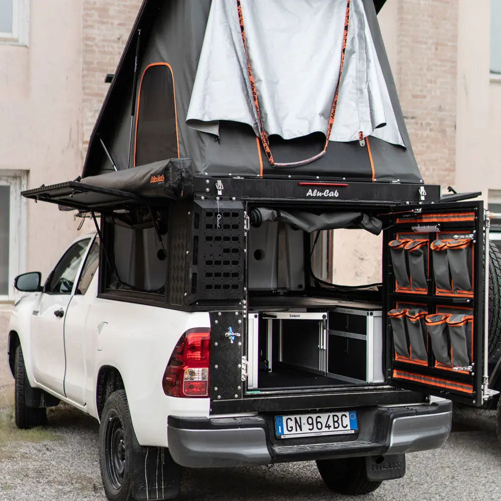 Tailgate Gear indretning til Alu-Cab ModCap & Canopy Camper