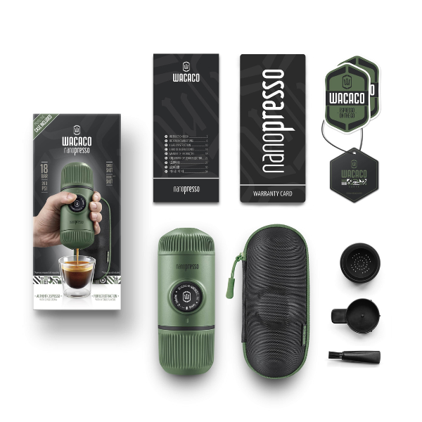 Wacaco Nanopresso espressomaskine med etui – Moss Green